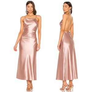 NEW Bardot Estelle Draped Satin Maxi Slip Dress M
